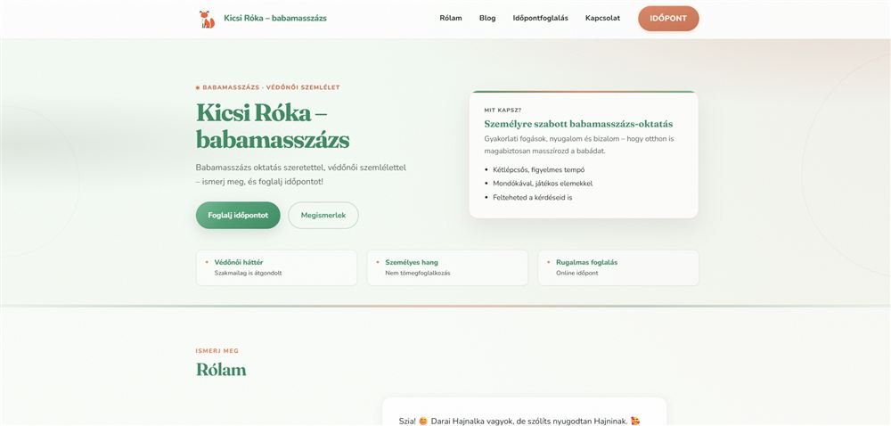 Kicsi Róka babamasszázs — referencia weboldal